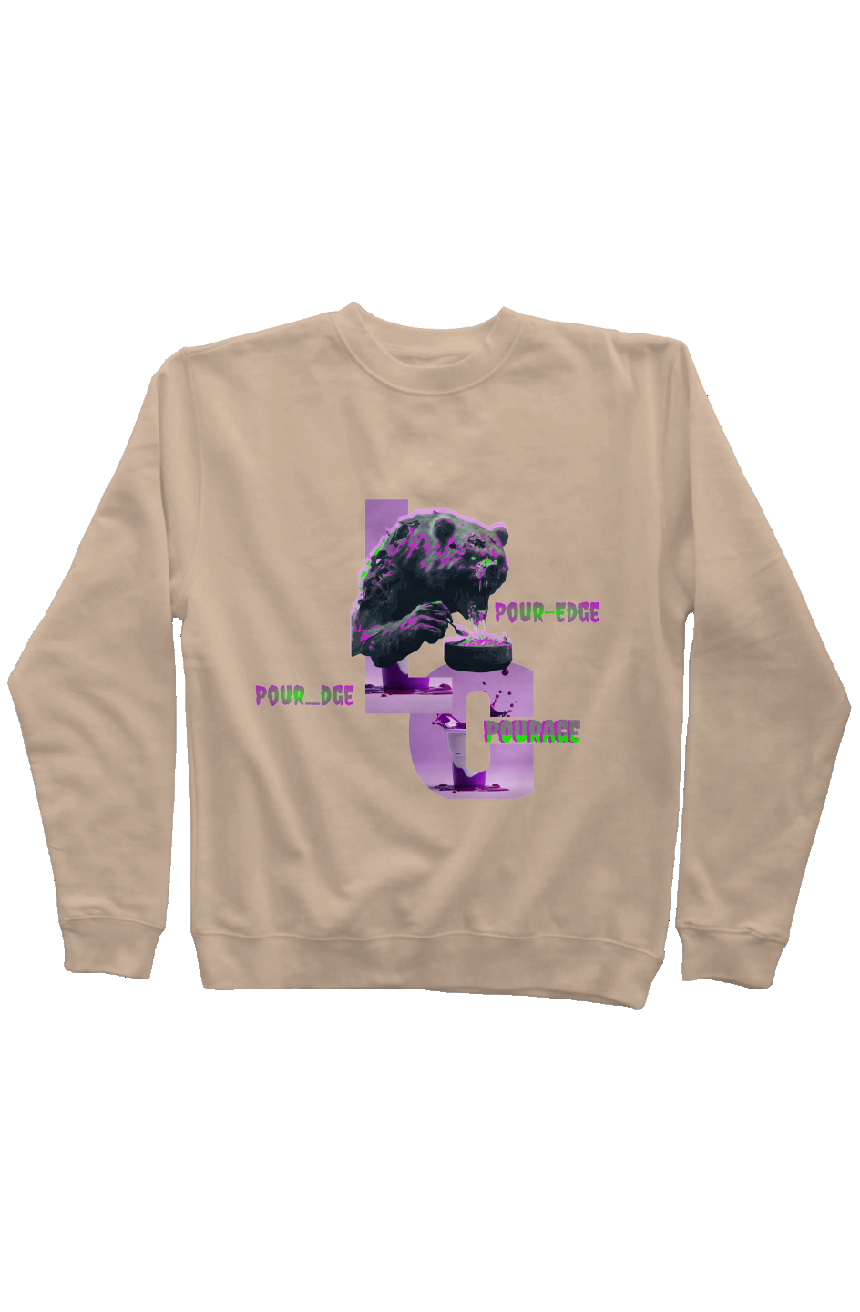 Pour-rage bear Pigment Dyed Crew Neck by Loudeen C